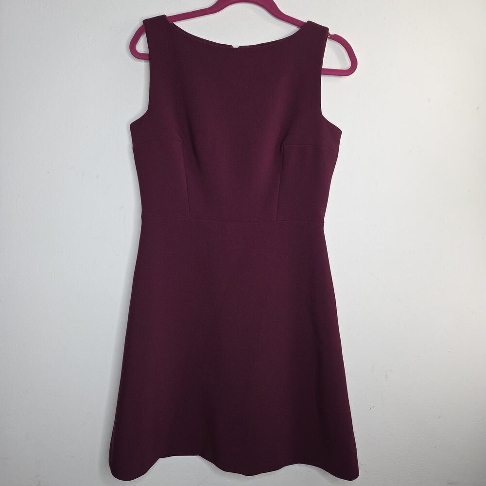 Kate Spade Fit & Flare Dress Womens 8 Burgundy Exposed Gold Zip Sleeveless